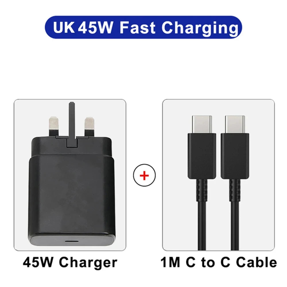 Cargador Rápido 45W PD USB-C - Samsung S22 S23 Ultra Note