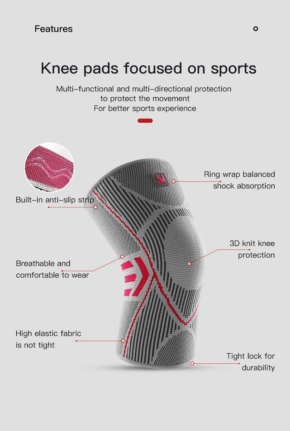 1PCS Fitness Running Cycling Knee Support Braces Elastic Nylon Sport Compression Knee Pad Sleeve for Basketball Volleyball