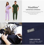 Niaahinn Nursing Scrubs Jackets Long Sleeve Professional Nurse Scrubs Uniforms Pharmacy Jacket Zipper Coat Outdoor Work Uniforms