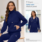 Niaahinn Nursing Scrubs Jackets Long Sleeve Professional Nurse Scrubs Uniforms Pharmacy Jacket Zipper Coat Outdoor Work Uniforms