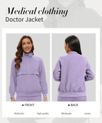 Niaahinn Nursing Scrubs Jackets Long Sleeve Professional Nurse Scrubs Uniforms Pharmacy Jacket Zipper Coat Outdoor Work Uniforms