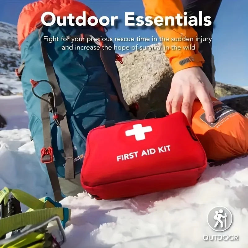 First Aid Kit - 188 pcs - for car, home, travel, camping, office or sport, fully stocked with emergency and survival essentials