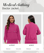 Niaahinn Nursing Scrubs Jackets Long Sleeve Professional Nurse Scrubs Uniforms Pharmacy Jacket Zipper Coat Outdoor Work Uniforms