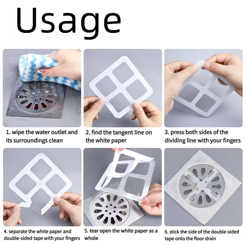 Filtro Drenaje Piso Adhesivo - Red Atrapa Cabello Baño Cocina