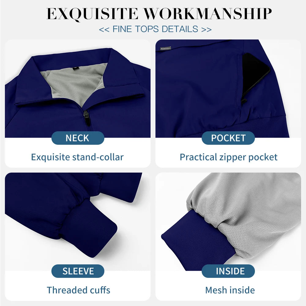 Niaahinn Nursing Scrubs Jackets Long Sleeve Professional Nurse Scrubs Uniforms Pharmacy Jacket Zipper Coat Outdoor Work Uniforms