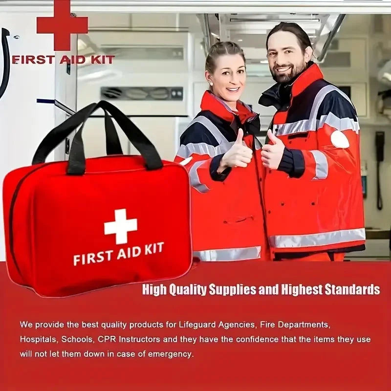 First Aid Kit - 188 pcs - for car, home, travel, camping, office or sport, fully stocked with emergency and survival essentials