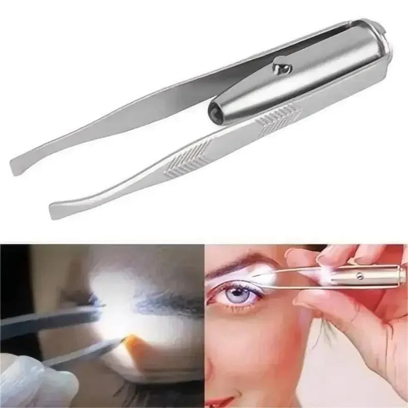 Pinzas Depiladoras Cejas con Luz LED - Acero Inoxidable