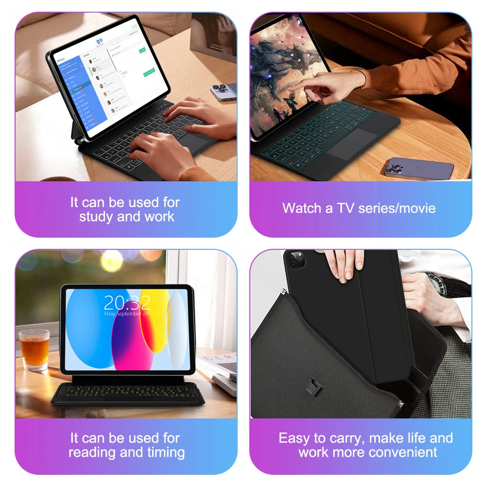 GOOJODOQ Magic Keyboard for iPad 10th 10.9 A16 11th Gen keyboard Case Multi-Touch trackpad with Backlight