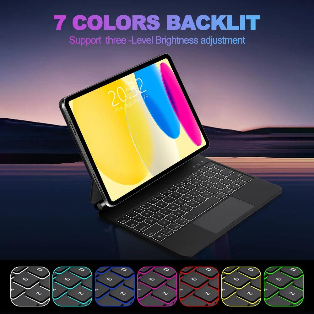 GOOJODOQ Magic Keyboard for iPad 10th 10.9 A16 11th Gen keyboard Case Multi-Touch trackpad with Backlight