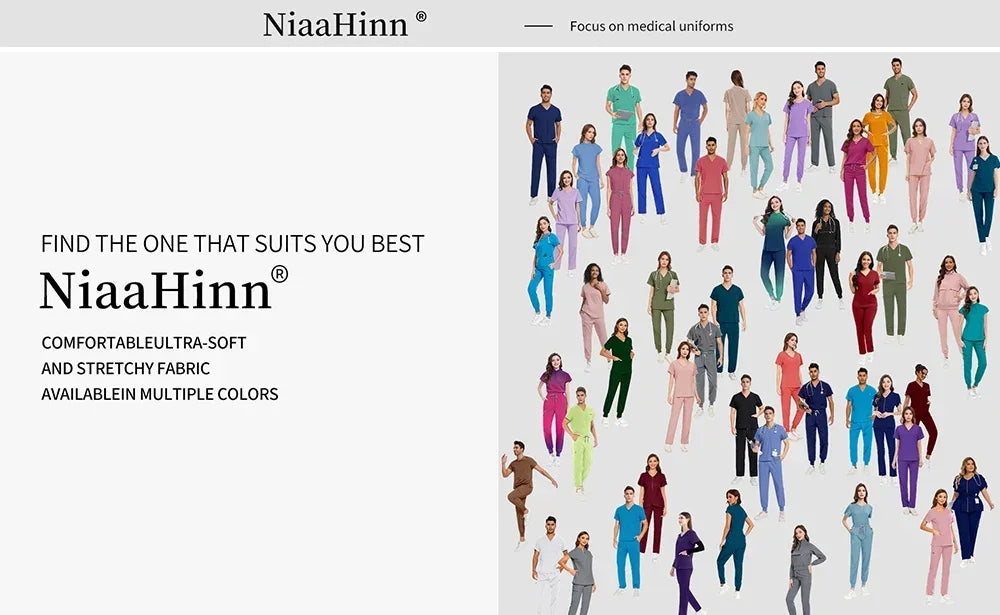 Niaahinn Nursing Scrubs Jackets Long Sleeve Professional Nurse Scrubs Uniforms Pharmacy Jacket Zipper Coat Outdoor Work Uniforms