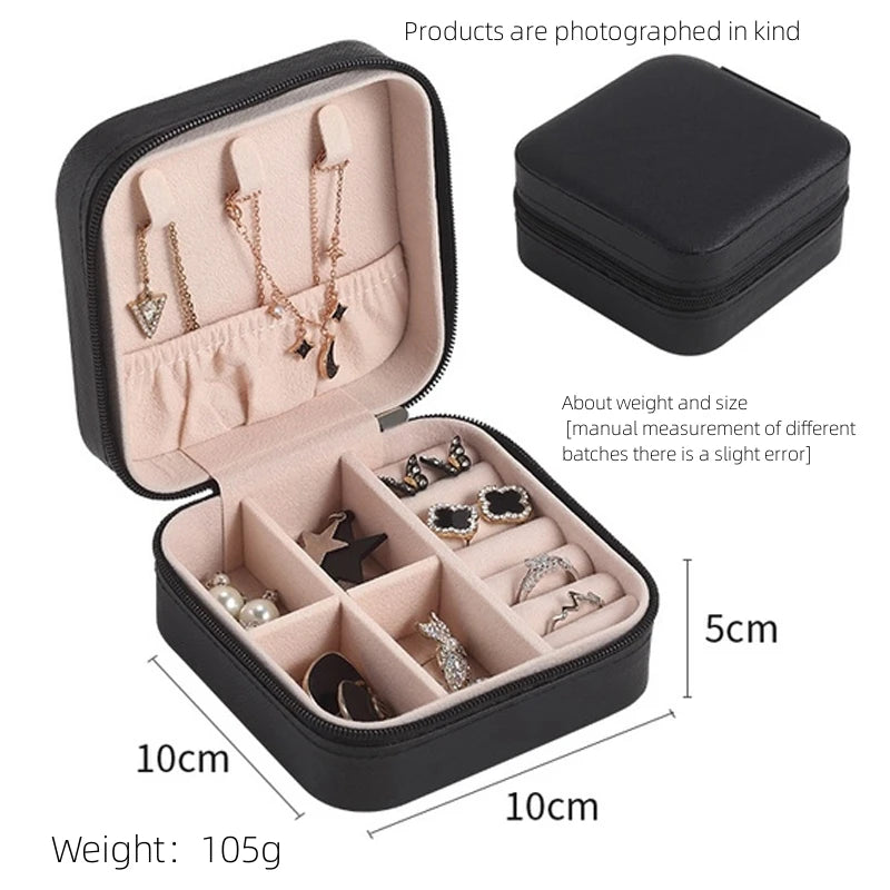 Caja Joyería Viaje Cuero - Organizador Portátil Negro Blanco Rosa