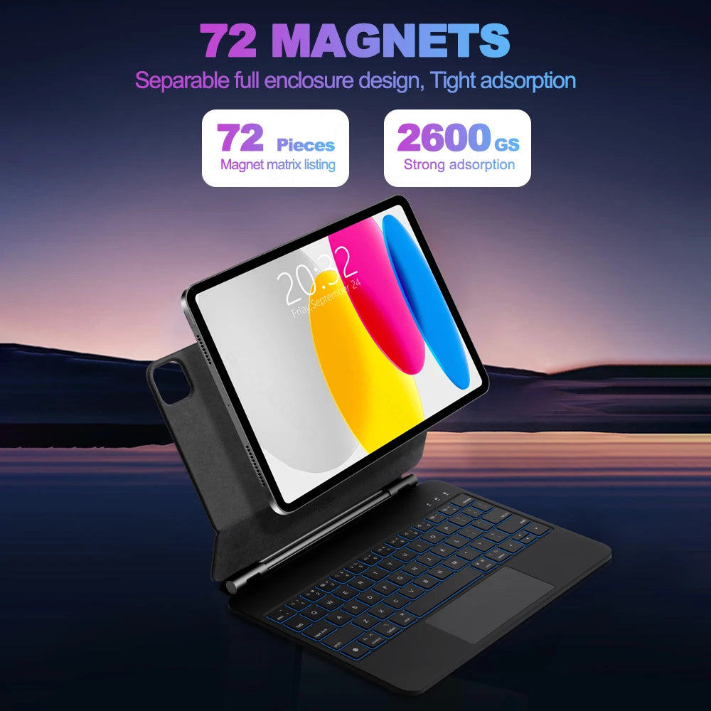 GOOJODOQ Magic Keyboard for iPad 10th 10.9 A16 11th Gen keyboard Case Multi-Touch trackpad with Backlight