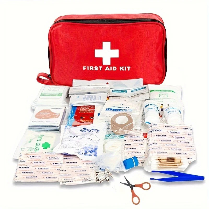 First Aid Kit - 188 pcs - for car, home, travel, camping, office or sport, fully stocked with emergency and survival essentials