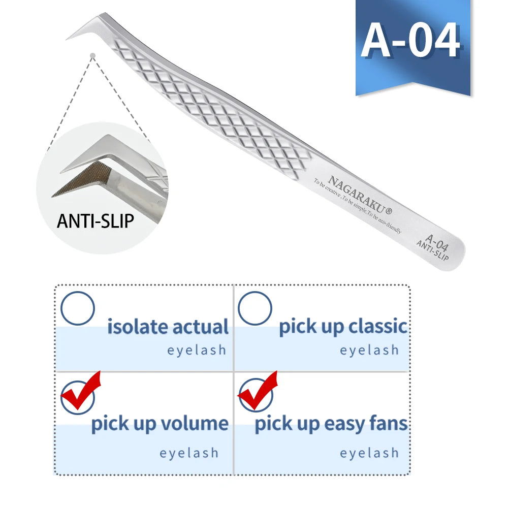 Pinzas Extensiones Pestañas NAGARAKU - Acero Inoxidable 3D Precisión