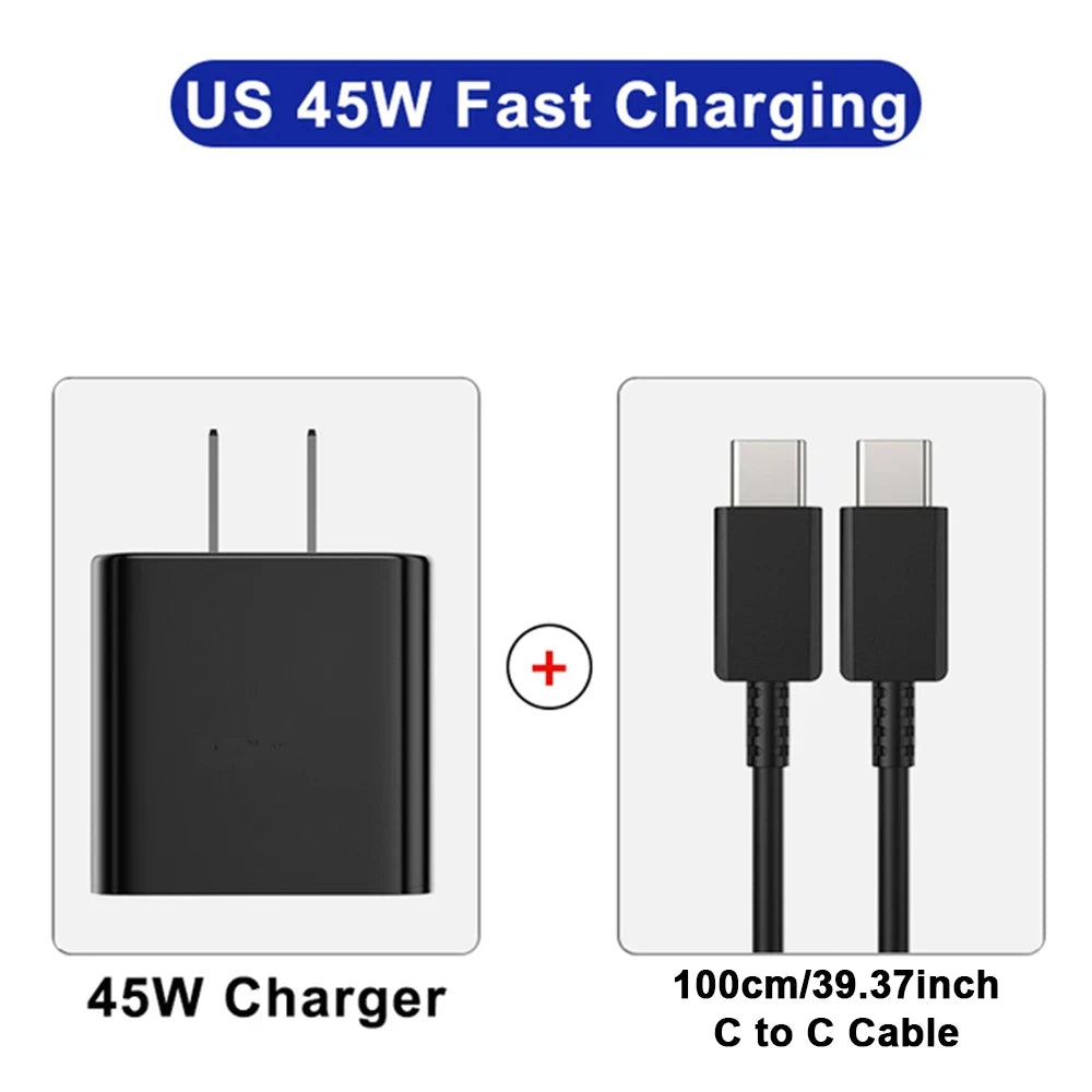 Cargador Rápido 45W PD USB-C - Samsung S22 S23 Ultra Note