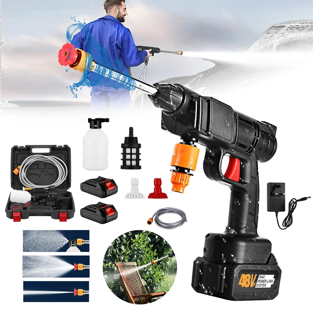 Pistola Agua Alta Presión 48V Batería Litio - 30Bar Portátil