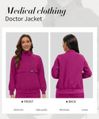 Niaahinn Nursing Scrubs Jackets Long Sleeve Professional Nurse Scrubs Uniforms Pharmacy Jacket Zipper Coat Outdoor Work Uniforms